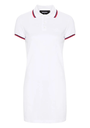 DSQUARED2 stripe-trim cotton polo dress - White