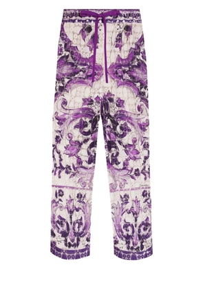 Dolce & Gabbana Majolica-print lace trousers - White