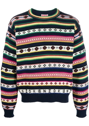 Kenzo striped wool-cotton blend jumper - Blue
