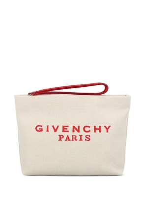 Givenchy logo-print clutch bag - Neutrals
