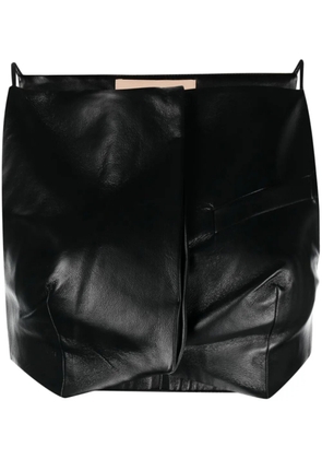 Aya Muse Elfi faux-leather crop top - Black