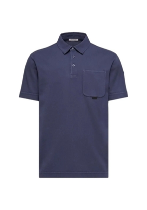 Moncler leather logo cotton polo shirt - Blue