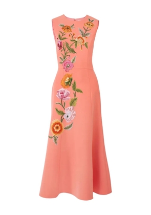 Carolina Herrera floral-embroidered midi dress - Pink
