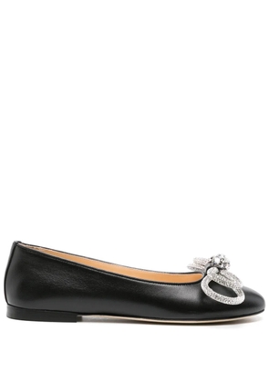 MACH & MACH Double Bow leather ballerina shoes - Black