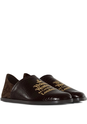 Vivienne Westwood Tuesday crocodile-effect logo loafers - Brown