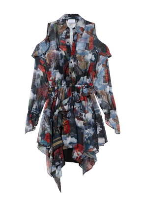 Off-White World Paint Geo ruffled asymmetric mini dress - Black