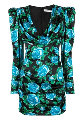 Alessandra Rich rose-print mini dress - Black