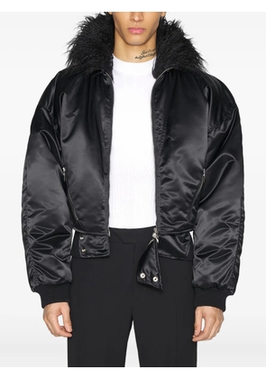 Mugler fur collar bomber jacket - Black