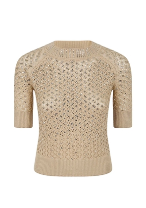 Ermanno Scervino embellished open knit sweater - Neutrals