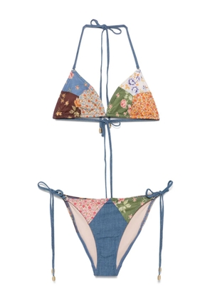 ZIMMERMANN patchwork-print bikini set - Blue