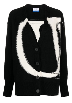 Off-White maxi logo-intarsia wool cardigan - Black