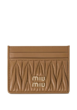 Miu Miu matelassé-motif leather card holder - Brown