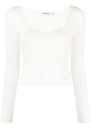 Simkhai sweetheart-neck fine-knit top - White