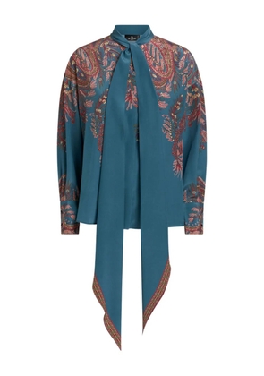 ETRO paisley-print tie-neck blouse - Blue