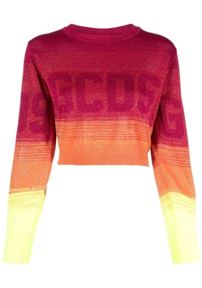 GCDS logo-print ombré cropped jumper - Pink