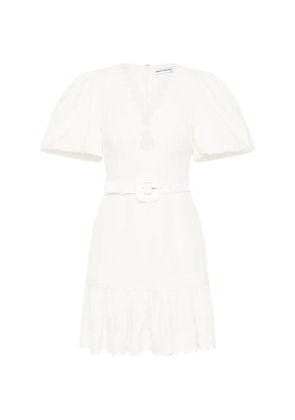 Rebecca Vallance Kahlia puff-sleeve belted mini dress - Neutrals