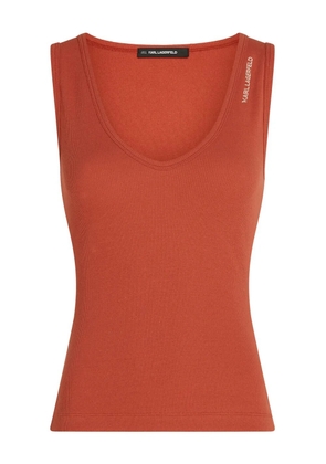 Karl Lagerfeld ribbed v-neck tank top - Orange