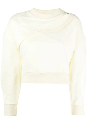 Alexander McQueen logo-embroidered cut-out sweatshirt - Yellow