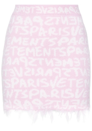 VETEMENTS monogram-jacquard merino miniskirt - Pink