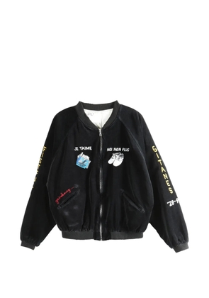 PALY HOLLYWOOD embroidered velvet bomber jacket - Black