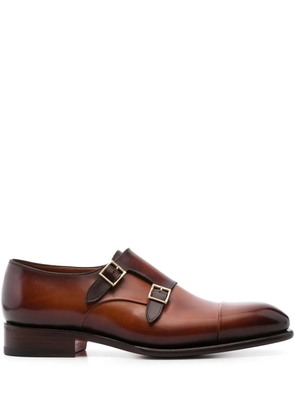 Santoni polished leather monk shoes - Brown