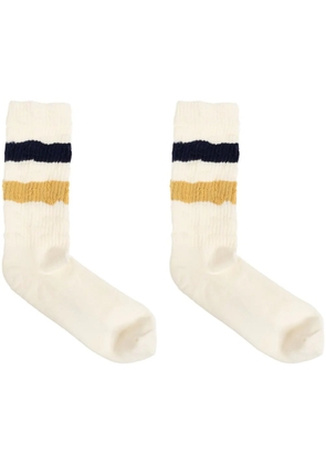 Golden Goose striped distressed-effect socks - White