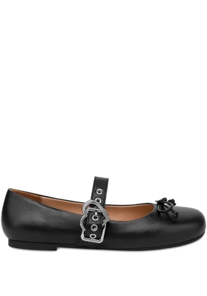 Love Moschino leather ballerina shoes - Black