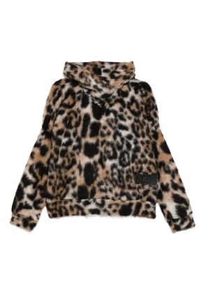 GCDS hooded animal-print sweater - Brown