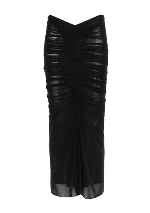 Mugler ruched mesh midi skirt - Black