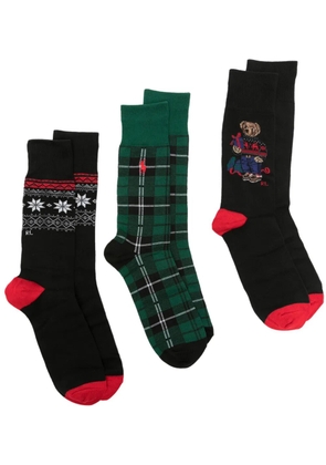 Polo Ralph Lauren mix-print sock pack (pack of three) - Black
