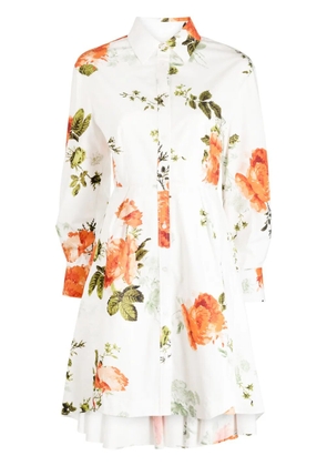ERDEM floral-print cotton mini shirtdress - White