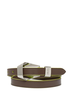 Kenzo Ribbon metallic-buckle leather belt - Brown