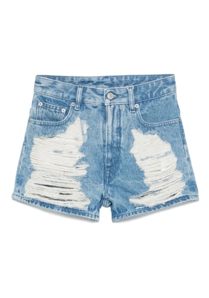 MM6 Maison Margiela ripped denim shorts - Blue
