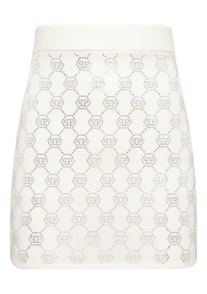 Philipp Plein monogram knitted mini skirt - Neutrals