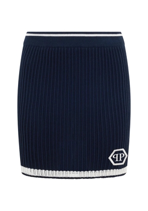 Philipp Plein logo-detail mini skirt - Blue