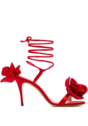 Magda Butrym 105mm rose-detail lace-up sandals - Red
