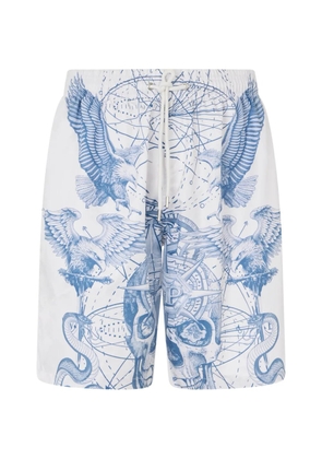 Philipp Plein eagle skull-print shorts - White