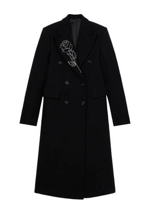 Blumarine double-breasted floral-embroidered coat - Black
