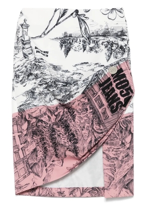 MOSCHINO JEANS illustration-print mini skirt - White