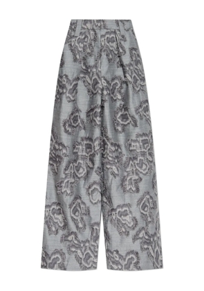 GANNI frayed floral palazzo pants - 876 GREY