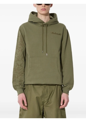 Maharishi bamboo-sleeve embroidered hoodie - Green