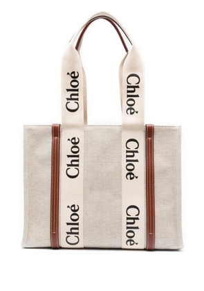Chloé Woody logo-print tote bag - Neutrals