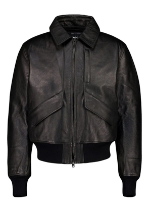 Y-3 zipped-front leather jacket - Black