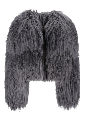 The Attico shaggy-pile bomber jacket - Grey