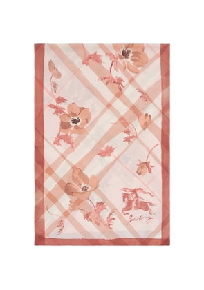 Burberry wide watercolour Check silk scarf - Pink