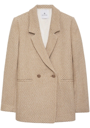 ANINE BING Fishbone double-breasted blazer - Neutrals