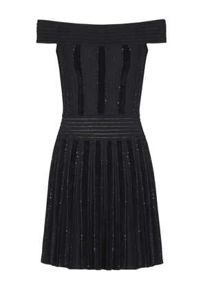 Balmain off-shoulder glittered dress - Black