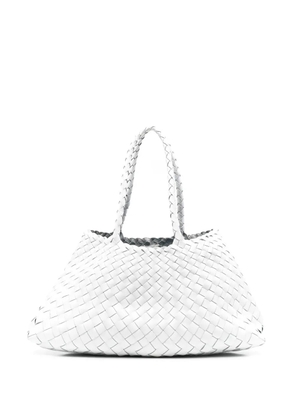 DRAGON DIFFUSION Santa Croce interwoven leather tote bag - White