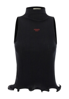FENDI ruffled high-neck top - Black