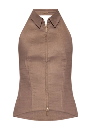 Cult Gaia zip-up halterneck vest - Neutrals